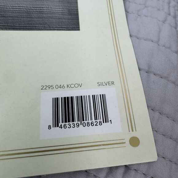 Piper & Wright KING Hadley Silver Ruffled Quilt Coverlet - Picture 5 of 7